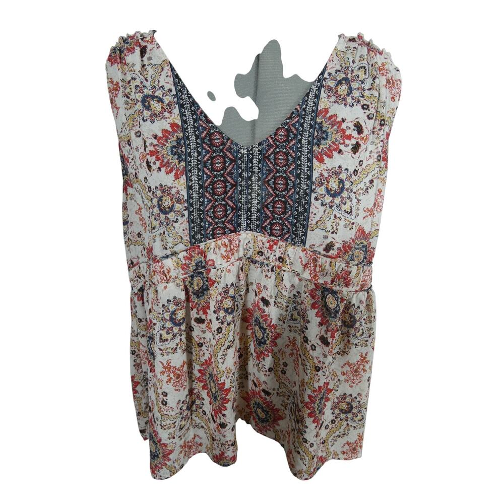 Knox Rose Women's XL Sleeveless Sheer Flowy High Low Hem Bohemian Peasant